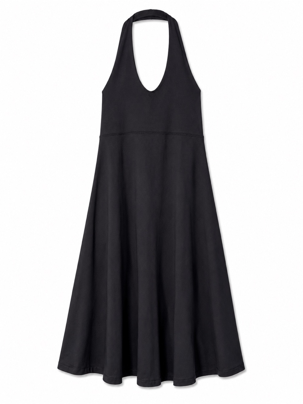Patagonia Morning Glory Halter Dress Black Open Back Fit & Flare Midi XS